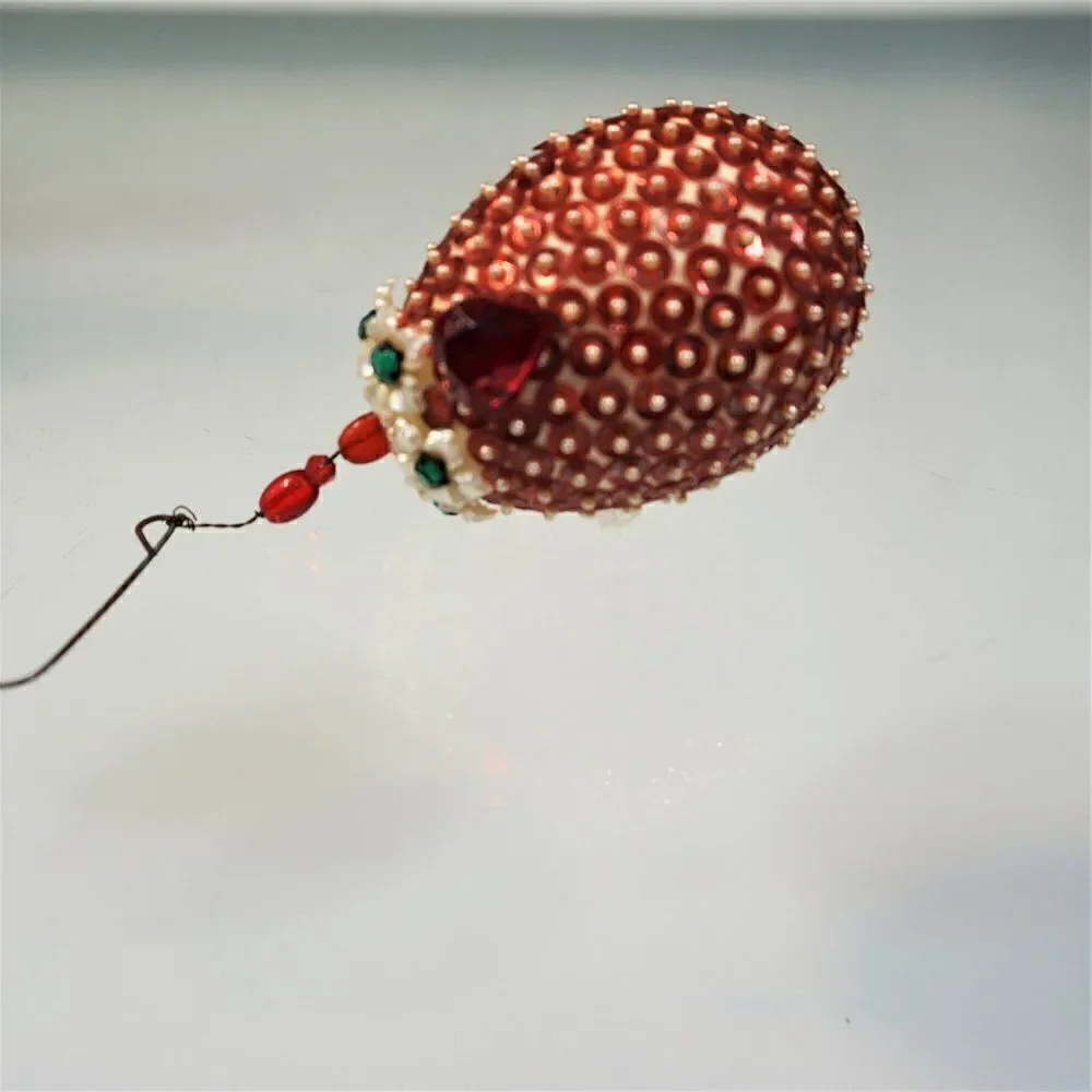 Christmas Ornament Sequined Jeweled Egg Vintage Tree Decoration